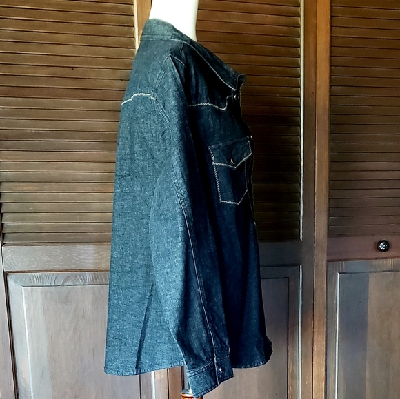 DENIM&CO - Denim Shirt - Western-Style Snap Front - Black  - XL - NWOT - Picture 5 of 12